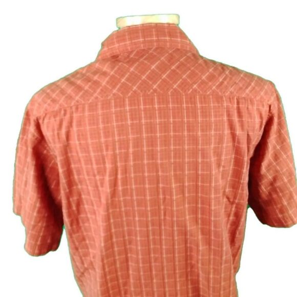 Columbia Large Orange Plaid Cotton Blend Hiking Shirt Short Sleeve. - Picture 3 of 4